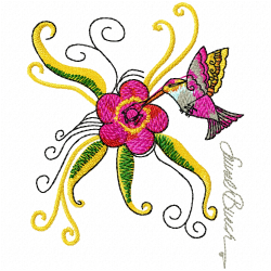 Hummingbirds Embroidery Design 3